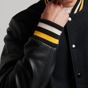 8-Vintage College Varsity Jacket, Bomber Jacket American collegiate style series close up