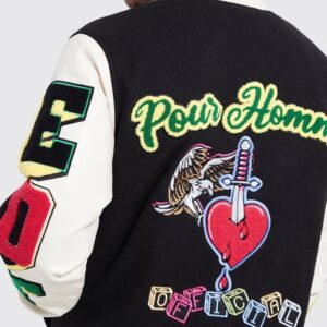 Pour Homme Heart Badge Varsity Jacket side