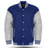 Varsity Jacket with Royal Blue Wool Body and Grey Leather Sleeves Letterman Jacket