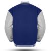 Varsity Jacket with Royal Blue Wool Body and Grey Leather Sleeves Letterman Jacket back