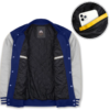 Varsity Jacket with Royal Blue Wool Body and Grey Leather Sleeves Letterman Jacket features