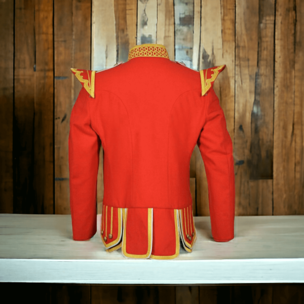 100% Wool Blend Gold Braid Trim Red Military Doublet Pipe Band Jacket