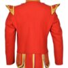 100% Wool Blend Gold Braid Trim Red Military Doublet Pipe Band Jacket