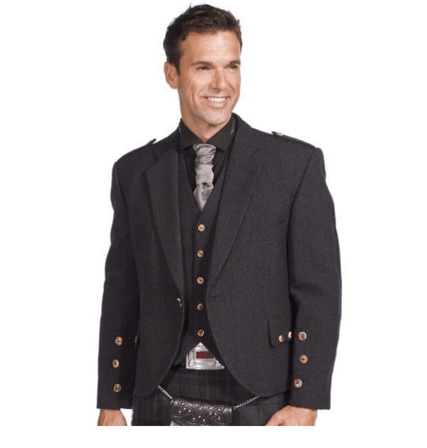 Charcoal Tweed Crail Long Sleave Kilt Jacket