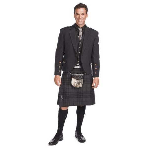 Charcoal Tweed Crail Long Sleave Kilt Jacket