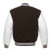 Letterman Jacket Brown Wool Body White Leather Sleeves Varsity Jacket