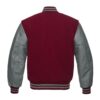 Letterman Jacket Cardinal Wool Body Gray Leather Sleeves Varsity Jacket