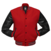 Letterman Jacket Red Wool Body Black Leather Sleeves Varsity Jacket