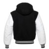 Black Wool Body White Leather Sleeves