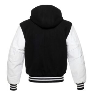Black Wool Body White Leather Sleeves