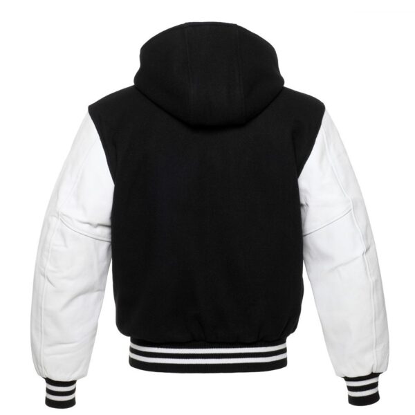 Black Wool Body White Leather Sleeves