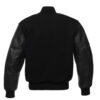 Kids Letterman Jacket Black Wool Body Black Vinyl Sleeves Varsity Jacket