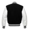 Kids Letterman Jacket Black Wool Body White Leather Sleeves Varsity Jacket