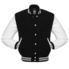 Kids Letterman Jacket Black Wool Body White Leather Sleeves Varsity Jacket