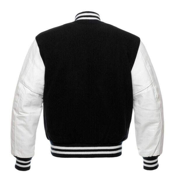 Kids Letterman Jacket Black Wool Body White Leather Sleeves Varsity Jacket