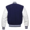 Kids Letterman Jacket Navy Blue Wool Body White Vinyl Sleeves Varsity Jacket