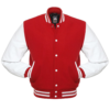 Kids Letterman Jacket Red Wool Body White Vinyl Sleeves Varsity Jacket