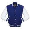 Kids Letterman Jacket Royal Blue Wool Body White Vinyl Sleeves Varsity Jacket