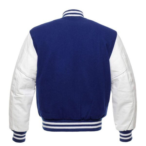 Kids Letterman Jacket Royal Blue Wool Body White Vinyl Sleeves Varsity Jacket