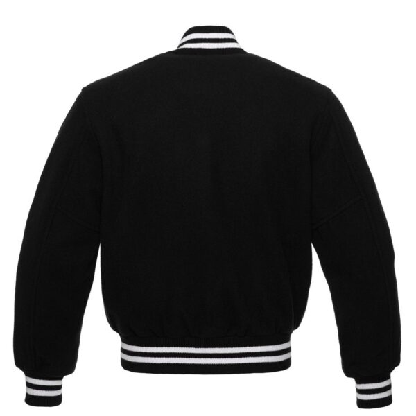 Letterman Jacket White Trim Black All Wool Body And Sleeves Varsity Jacket