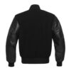 Letterman Jacket Black Wool Body Black Vinyl Sleeves Varsity Jacket