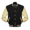 Letterman Jacket Black Wool Body Cream Leather Sleeves Varsity Jacket