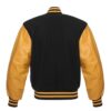 Letterman Jacket Black Wool Body Gold Vinyl Sleeves Varsity Jacket