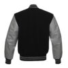 Letterman Jacket Black Wool Body Grey Vinyl Sleeves Varsity Jacket