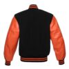 Letterman Jacket Black Wool Body Orange Vinyl Sleeves Varsity Jacket