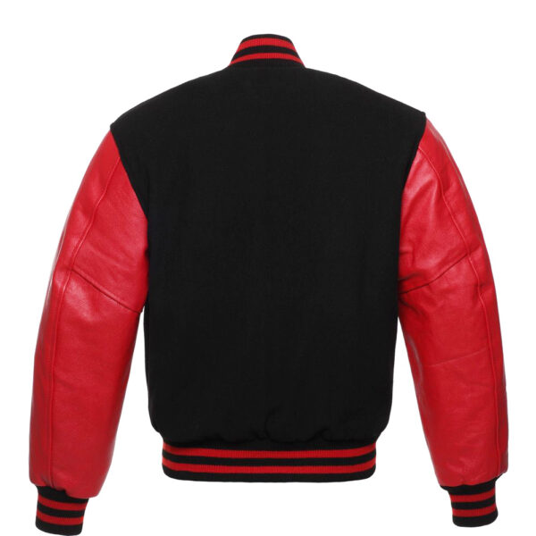 Letterman Jacket Black Wool Body Red Leather Sleeves Varsity Jacket