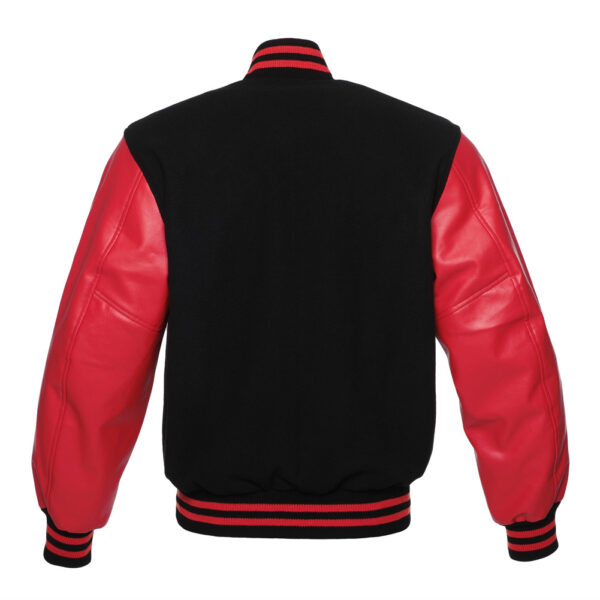 Letterman Jacket Black Wool Body Red Vinyl Sleeves Varsity Jacket