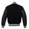 Letterman Jacket Black Wool Body White Leather Sleeves Varsity Jacket