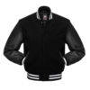 Letterman Jacket Black Wool Body White Leather Sleeves Varsity Jacket