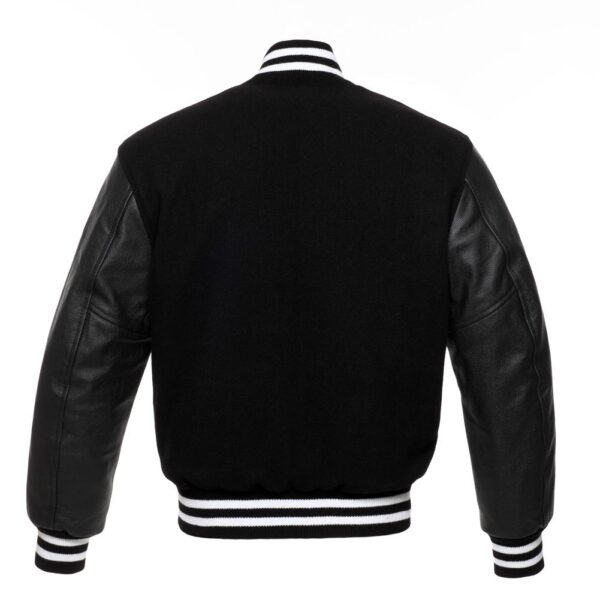 Letterman Jacket Black Wool Body White Leather Sleeves Varsity Jacket