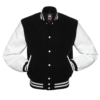 Letterman Jacket Black Wool Body White Vinyl Sleeves Varsity Jacket