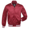 Letterman Jacket Cardinal Satin Body and Sleeves White Trim Varsity Jacket