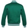 Letterman Jacket Forest Green Satin Body and Sleeves White Trim Varsity Jacket