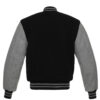 Letterman Jacket Grey Trim Black Wool Body and Sleeves Varsity Jacket