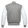 Letterman Jacket Grey Wool Body White Leather Sleeves Varsity Jacket