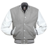 Letterman Jacket Grey Wool Body White Leather Sleeves Varsity Jacket