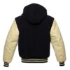 Letterman Jacket Hoodie Black Wool Body Natural Leather Sleeves Varsity Jacket