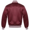 Letterman Jacket Maroon Satin Body and Sleeves White Trim Varsity Jacket