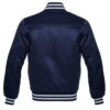 Letterman Jacket Navy Blue Satin Body and Sleeves White Trim Varsity Jacket