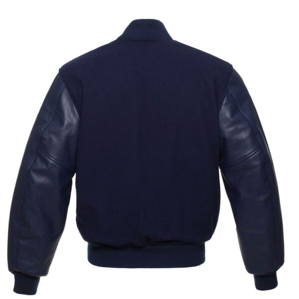 Letterman Jacket Navy Blue Wool Body Navy Blue Leather Sleeves Varsity Jacket