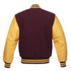 Letterman Jacket Maroon Wool Body Gold Leather Sleeves Varsity Jacket