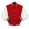 Letterman Jacket Red Wool Body White Vinyl Sleeves Varsity Jacket