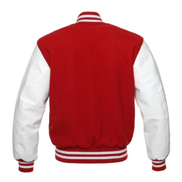 Letterman Jacket Red Wool Body White Vinyl Sleeves Varsity Jacket