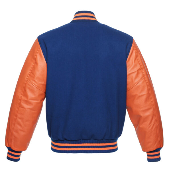 Letterman Jacket Royal Blue Wool Body Orange Leather Sleeves Varsity Jacket