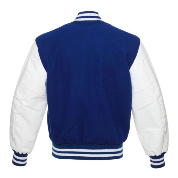 Letterman Jacket Royal Blue Wool Body White Vinyl Sleeves Varsity Jacket