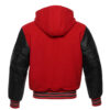 Varsity Jacket Hoodie Red Wool Body Black Leather Sleeves Varsity Jacket